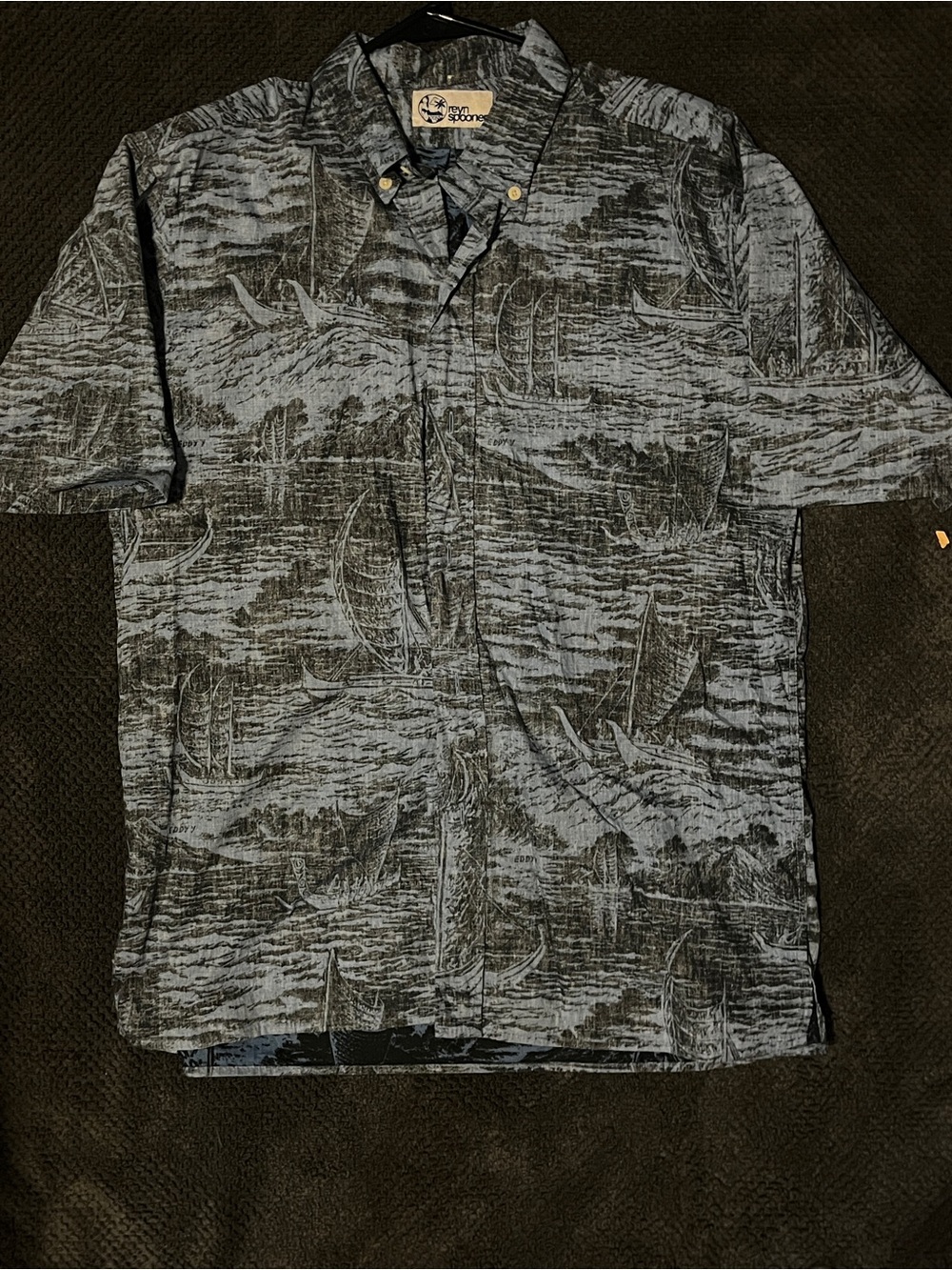 reyn spooner Blue-Navy Short-Sleeve Button-Down Sail Print Shirt